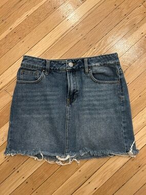 PacSun Denim Frayed Hem Mini Skirt - Blue